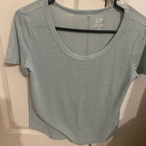 GAP Linen Blend Scoop Neck Tee Sage Green XXS